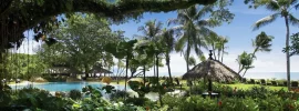 Pool and tropical gardens at Shangri-La Rasa Sayang, Penang